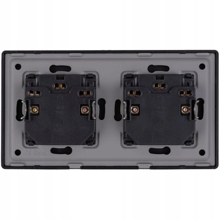 Viervoudig Schuko-Stopcontact Zwart PCV Tweevoudig Afdekraam En 2 X Stopcontact