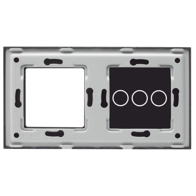 Afdekraam Touchpaneel Tweevoudig 3+S Glas Zwart