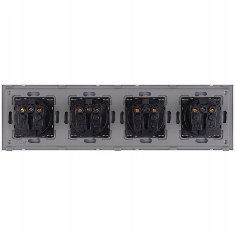 Viervoudig Schuko-Stopcontact Glas Wit Viervoudig Afdekraam En 4 X Stopcontact