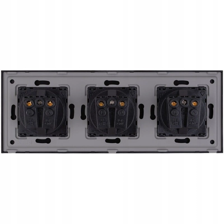 Drievoudig Schuko-Stopcontact Glas Zwart Drievoudig Afdekraam En 3 X Stopcontact