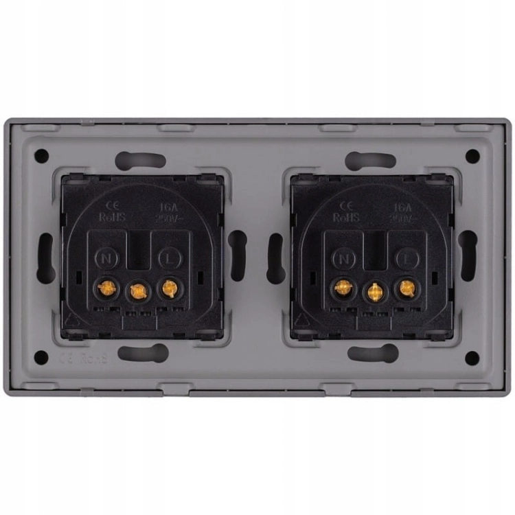Dubbel Stopcontact Grijs Set PVC Tweevoudig Afdekraam En 2 X Enkel Stopcontact MIUUN