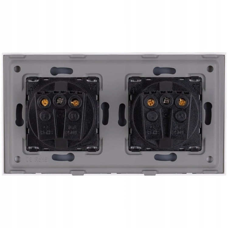 Dubbel Glazen Schuko-Stopcontact Goud Tweevoudig Afdekraam En 2 X Stopcontact MIUUN