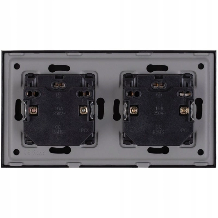 Dubbel Glazen Stopcontact Zwart Set Tweevoudig Afdekraam En 2 X Dubbel Stopcontact MIUUN
