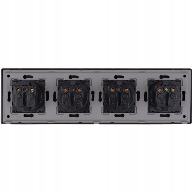 Viervoudig Schuko-Stopcontact Zwart PVC-Afdekraam Viervoudig En 4 X Stopcontact