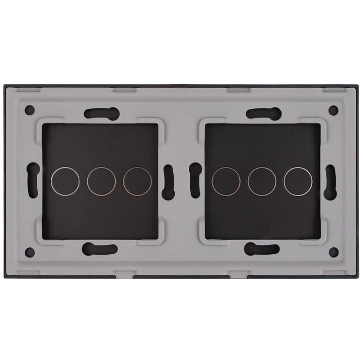Afdekraam Touchpaneel Tweevoudig 3+3 Glas Zwart