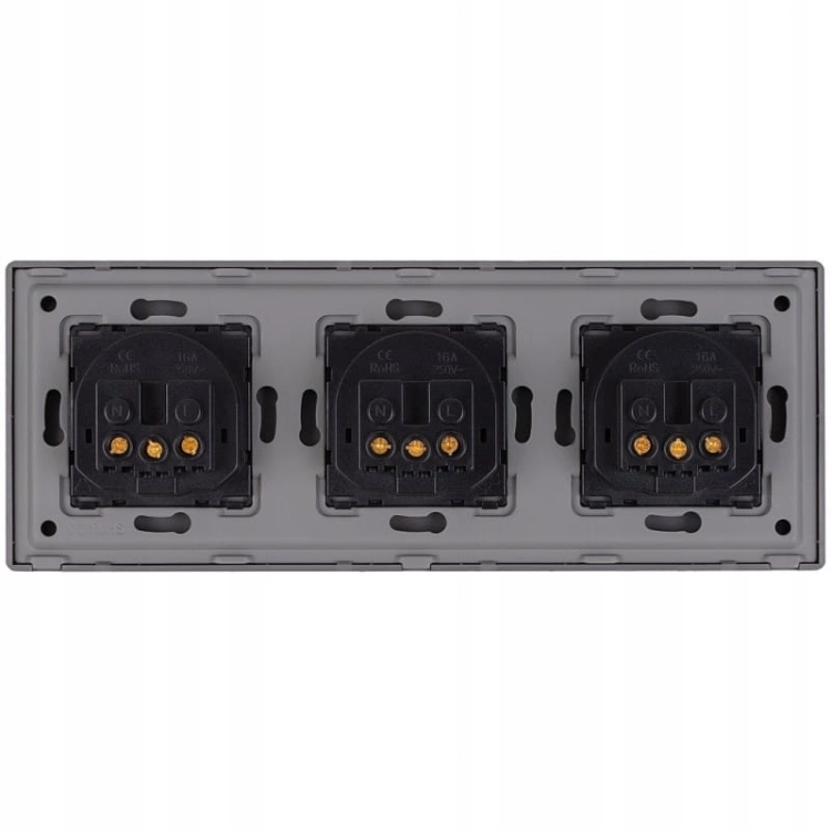 Drievoudig Stopcontact Grijs Set PVC Drievoudig Afdekraam En 3 X Enkel Stopcontact MIUUN
