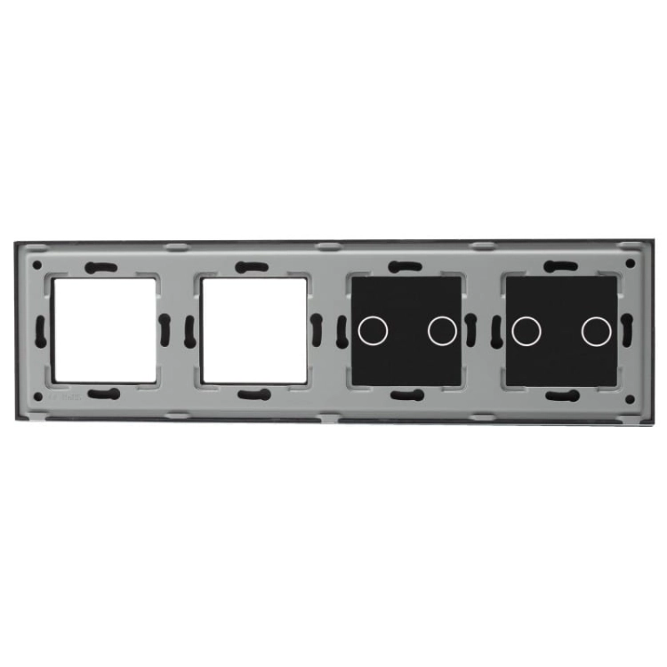 Afdekraam Touchpaneel Viervoudig 2+2+S+S Glas Zwart