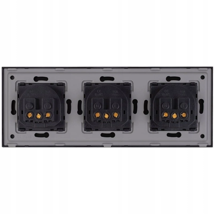 Drievoudig Stopcontact Glas Zwart Set Drievoudig Afdekraam En 3 X Stopcontact