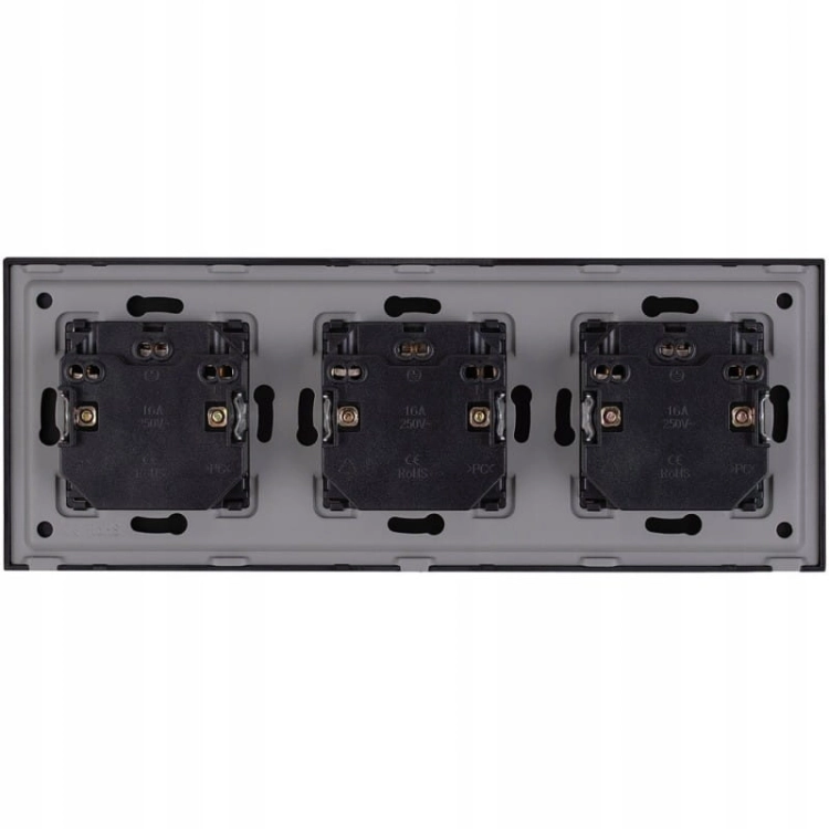 Drievoudig Glazen Stopcontact Zwart Set Drievoudig Afdekraam En 3 X Dubbel Stopcontact MIUUN