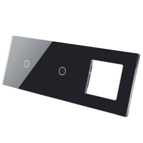 Afdekraam Touchpaneel Drievoudig 1+1+S Glas Zwart