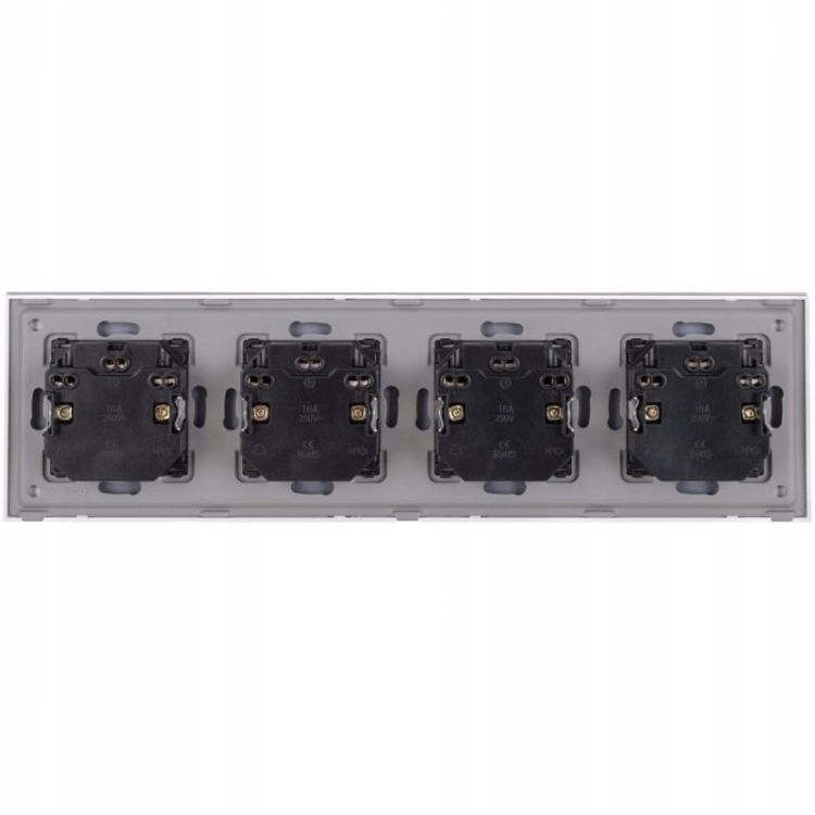 Viervoudig Glazen Stopcontact Goud Set Afdekraam En 4 X Dubbel Stopcontact
