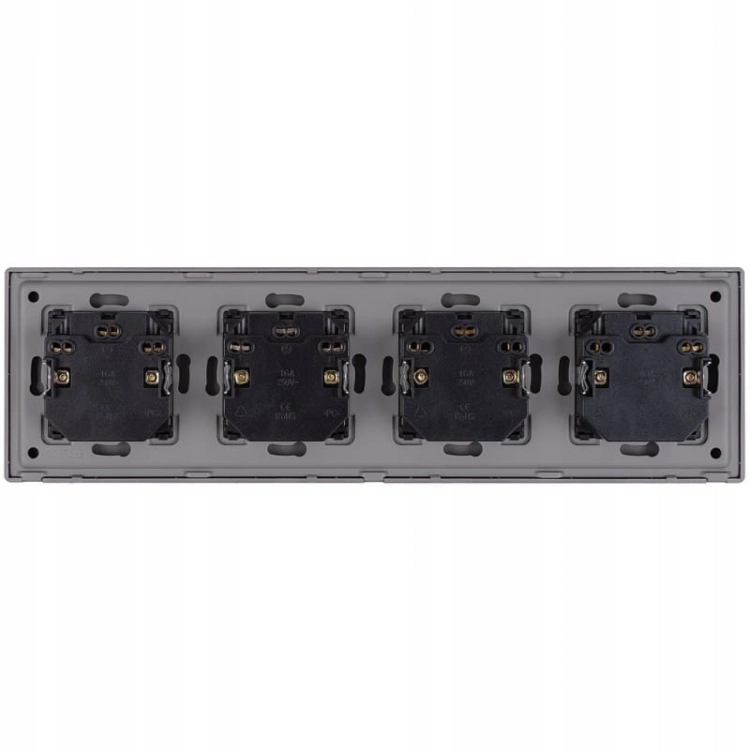 Viervoudig Stopcontact Grijs Met Aardpen Set PVC Viervoudig Afdekraam 4 X Dubbel Stopcontact MIUUN