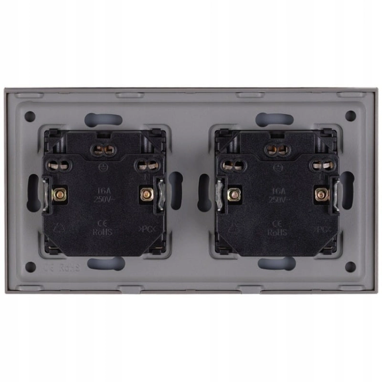Dubbel Glazen Stopcontact Grijs Set Tweevoudig Afdekraam En 2 X Dubbel Stopcontact MIUUN