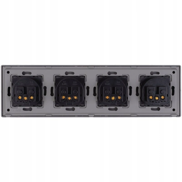 Viervoudig Stopcontact Grijs Met Aardpen Set PVC Viervoudig Afdekraam 4 X Enkel Stopcontact MIUUN