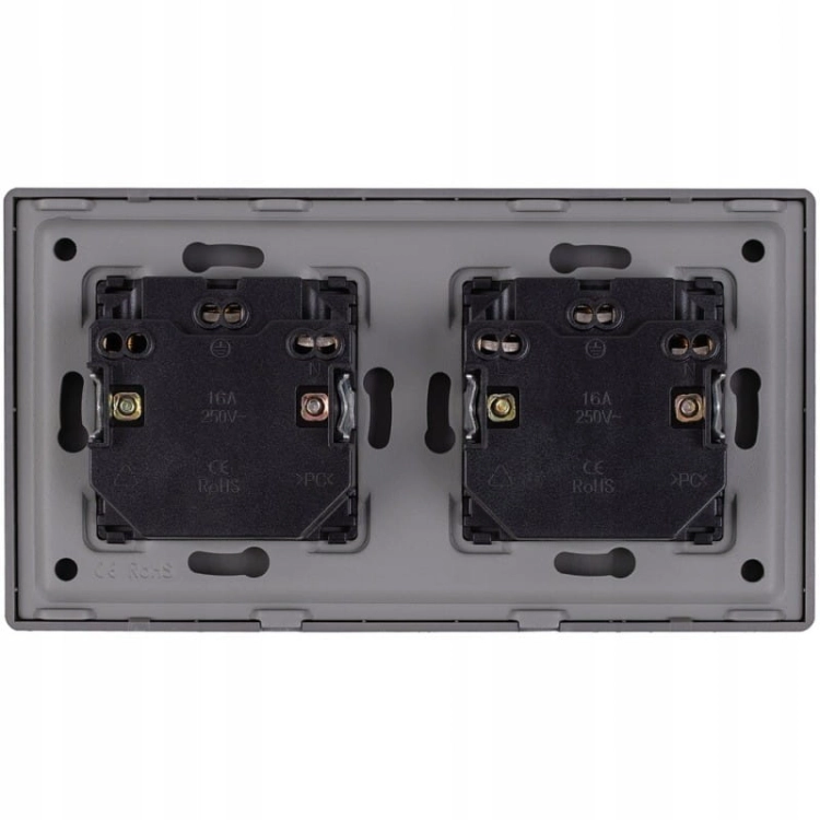Dubbel Stopcontact Grijs Set PVC Tweevoudig Afdekraam En 2 X Dubbel Stopcontact MIUUN