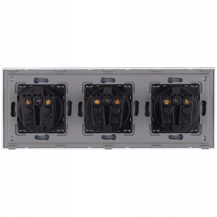 Drievoudig Glazen Schuko-Stopcontact Goud Drievoudig Afdekraam En 3 X Stopcontact MIUUN