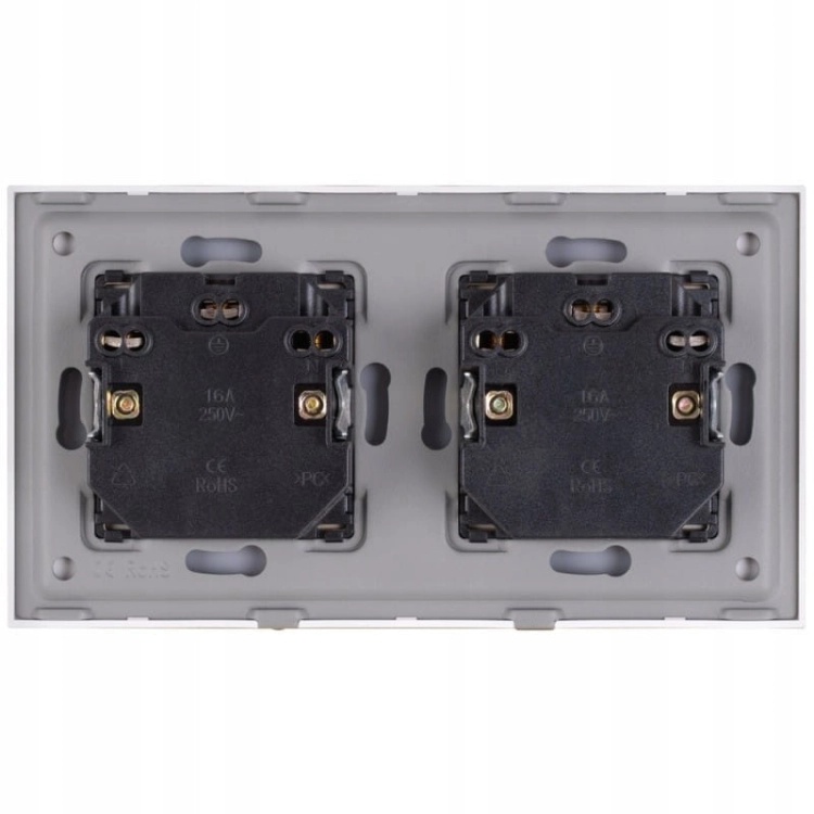 Dubbel Glazen Stopcontact Goud Set Afdekraam En 2 X Dubbel Stopcontact