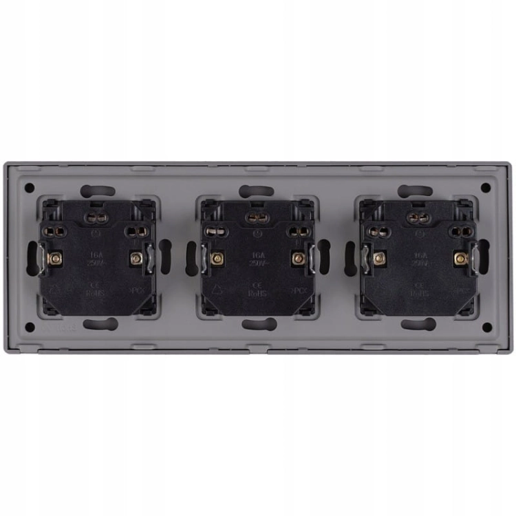Drievoudig Stopcontact Grijs Set PVC Drievoudig Afdekraam En 3 X Dubbel Stopcontact MIUUN