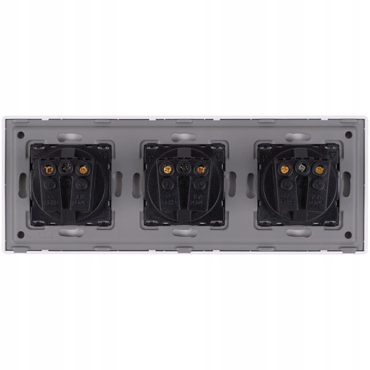 Drievoudig Schuko-Stopcontact Goud PVC Drievoudig Afdekraam En 3 X Stopcontact MIUUN