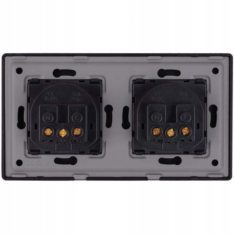 Dubbel Stopcontact Zwart Set PCV Tweevoudig Afdekraam En 2 X Stopcontact