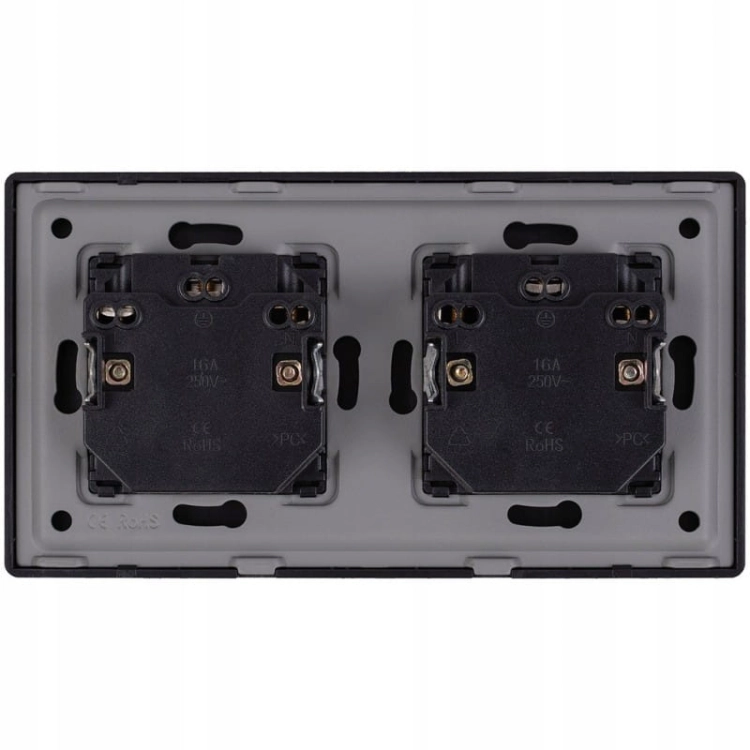 Dubbel Stopcontact Zwart Set PVC Tweevoudig Afdekraam En 2 X Dubbel Stopcontact MIUUN