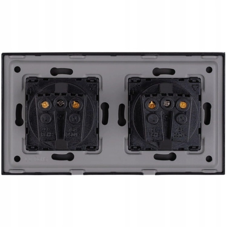 Dubbel Schuko-Stopcontact Glas Zwart Set Tweevoudig Afdekraam En 2 X Enkel Stopcontact MIUUN