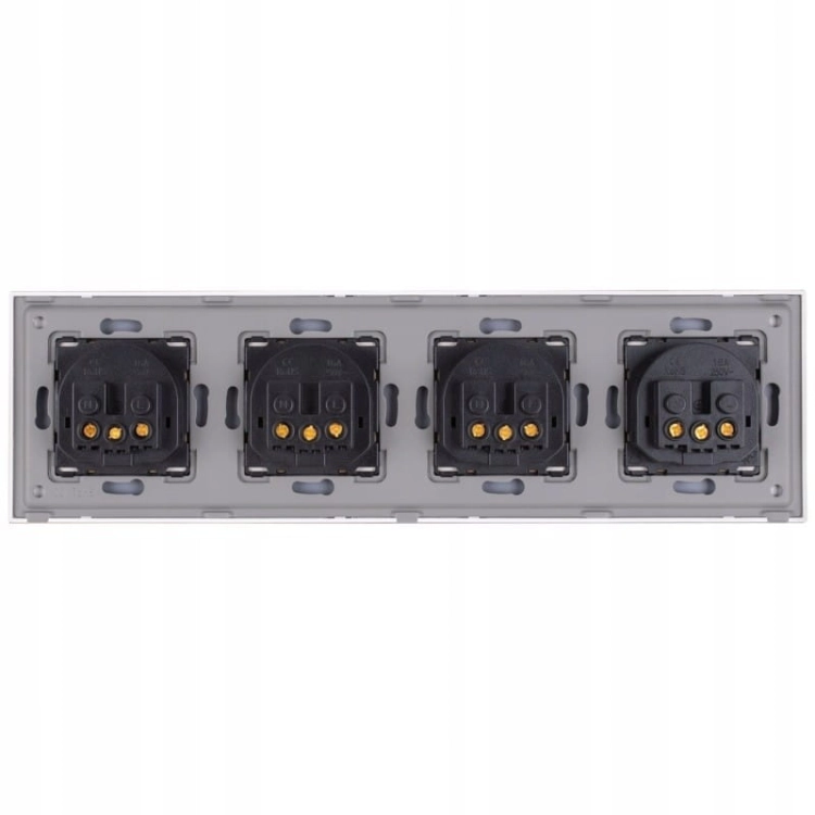 Viervoudig Glazen Stopcontact Goud Set Viervoudig Afdekraam En 4 X Stopcontact