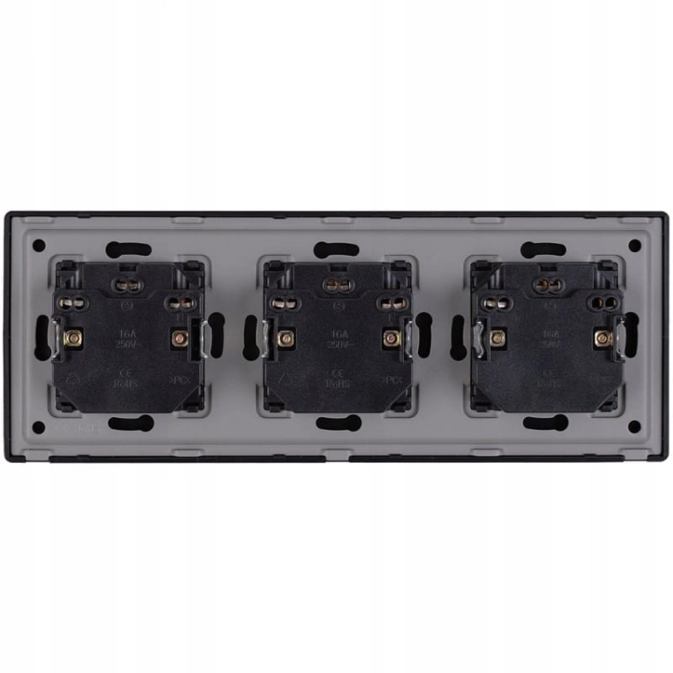 Drievoudig Stopcontact Zwart Set PVC Drievoudig Afdekraam En 3 X Dubbel Stopcontact MIUUN