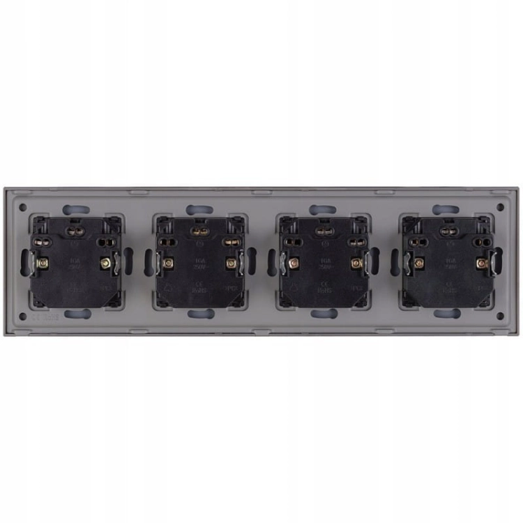 Viervoudig Stopcontact Glas Grijs Set Viervoudig Afdekraam En 4 X Dubbel Stopcontact MIUUN