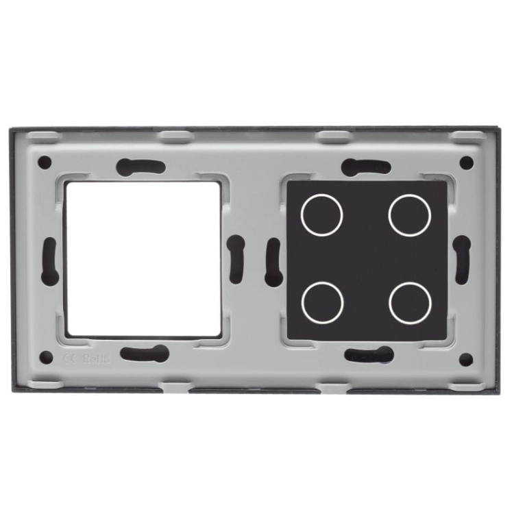 Afdekraam Touchpaneel Tweevoudig 4+S Glas Zwart