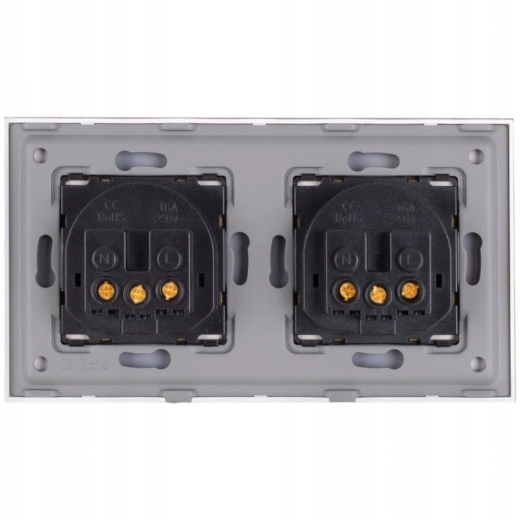 Dubbel Glazen Stopcontact Goud Set Tweevoudig Afdekraam En 2 X Stopcontact