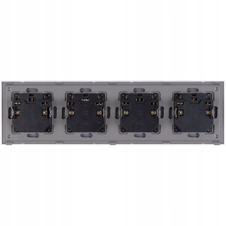 Viervoudig Schuko-Stopcontact Glas Wit Viervoudig Afdekraam En 4 X Stopcontact