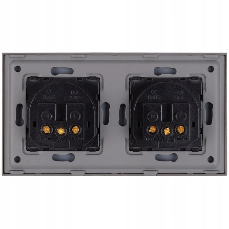 Dubbel Glazen Stopcontact Grafiet Set Tweevoudig Afdekraam En 2 X Enkel Stopcontact MIUUN