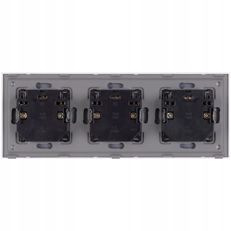 Drievoudig Glazen Stopcontact Wit Set Drievoudig Afdekraam En 3 X Dubbel Stopcontact MIUUN