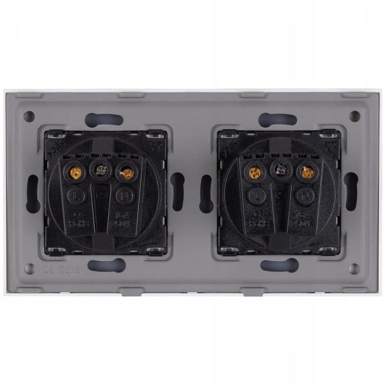 Glazen Dubbel Schuko-Stopcontact Wit Tweevoudig Afdekraam En 2 X Stopcontact