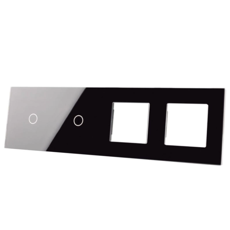 Afdekraam Touchpaneel Viervoudig 1+1+S+S Glas Zwart MIUUN