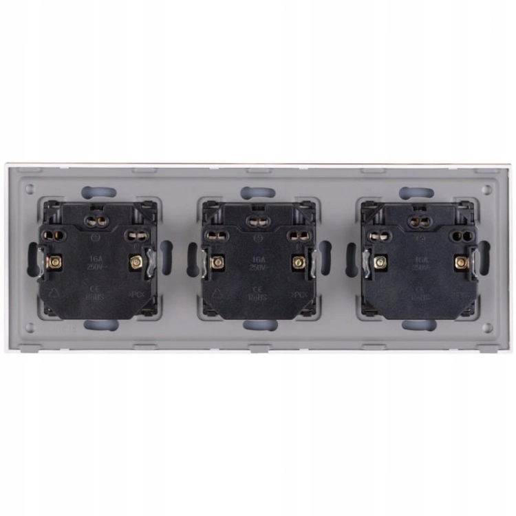 Drievoudig Glazen Stopcontact Goud Set Afdekraam En 3 X Dubbel Stopcontact