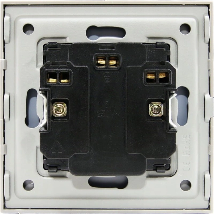 Dubbel Stopcontact Met Aarding Glas Grijs