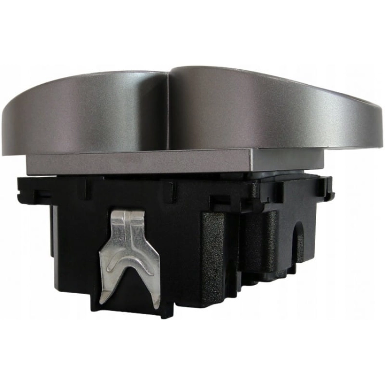Module Dubbel Stopcontact Met Aardpen Grijs Voor Afdekramen