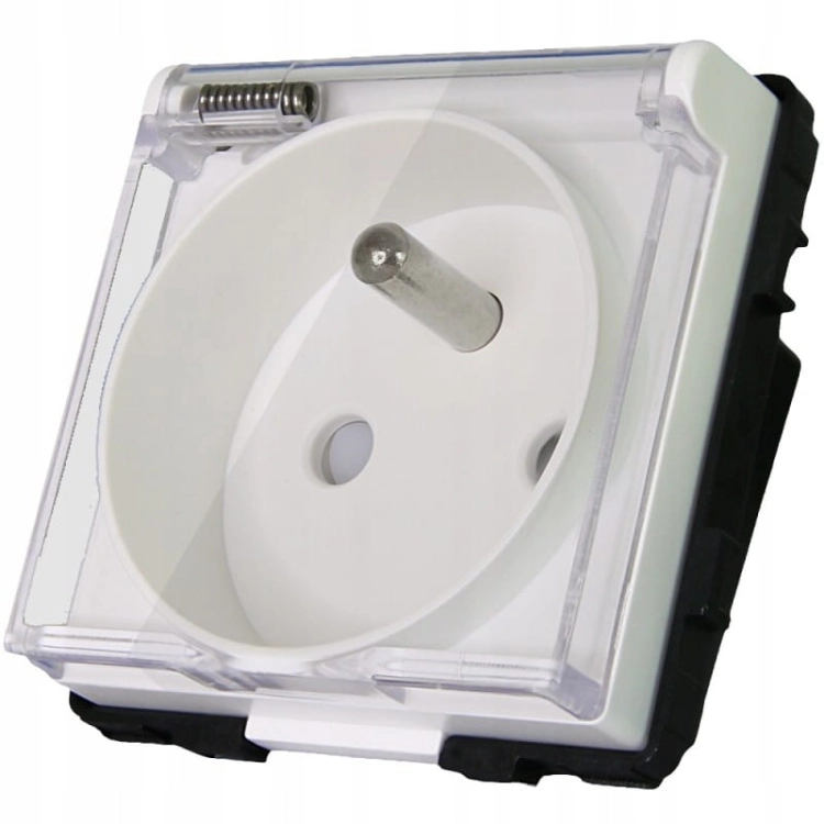 Stopcontact Wit Met Klep Met Aarding Set Met PVC-Afdekraam MIUUN