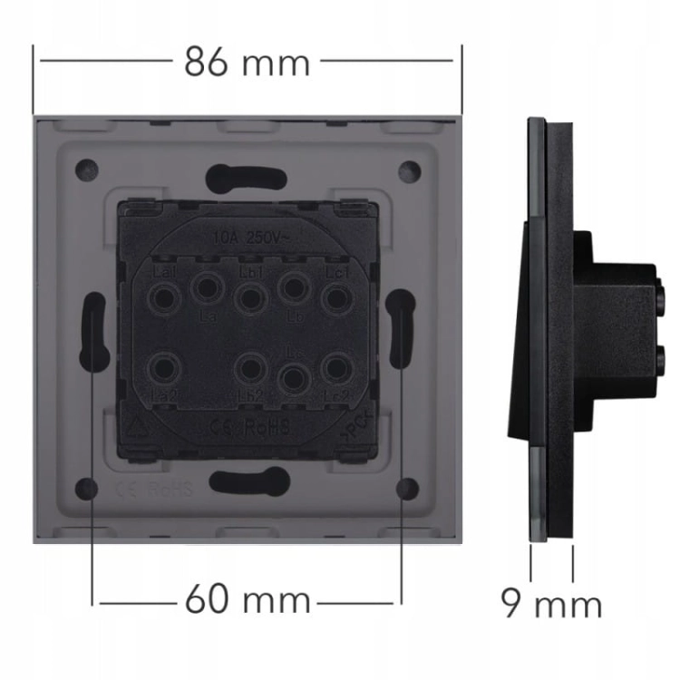 Dubbel Viervoudig Schuko-Stopcontact Glas Wit Tweevoudig Afdekraam