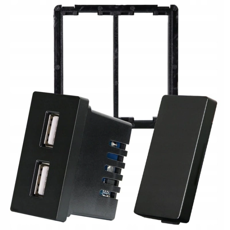 Module Dubbel USB-Laadstopcontact 2.4A Zwart Voor Afdekramen MIUUN
