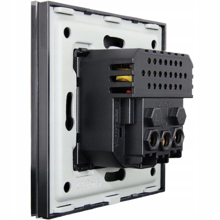 Stopcontact Met Aardpen Zwart + Dubbele USB A+C-Lader 20W Set Met Glazen Afdekraam MIUUN