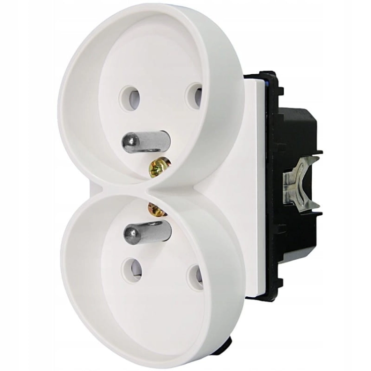 Dubbel Stopcontact Wit Met Aardpen Set Met PVC-Afdekraam MIUUN