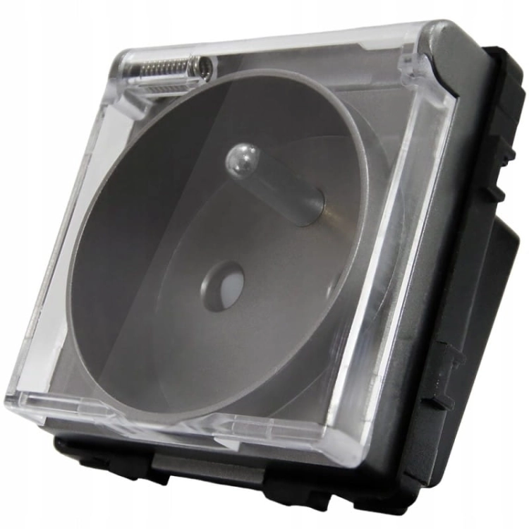 Stopcontact Met Klep En Aardpen Grijs Set Met Afdekraam PVC MIUUN