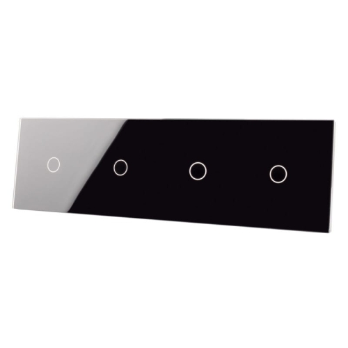 Afdekraam Touchpaneel Viervoudig 1+1+1+1 Glas Zwart MIUUN