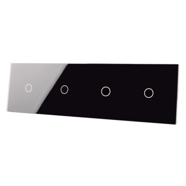 Afdekraam Touchpaneel Viervoudig 1+1+1+1 Glas Zwart MIUUN