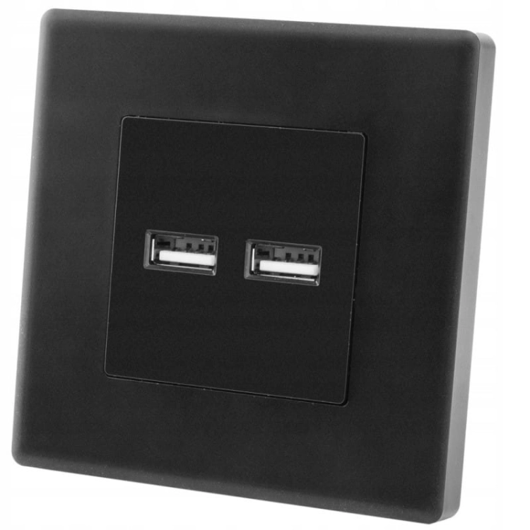 Stopcontact Zwart Dubbel USB-Laadstopcontact Set Met PVC-Afdekraam