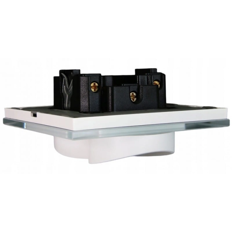 Dubbel Stopcontact Glas Wit Met Aardpen
