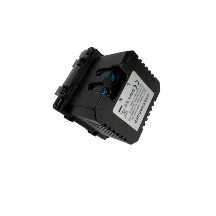 Stopcontact Zwart Dubbel USB-Laadstopcontact Set Met PVC-Afdekraam